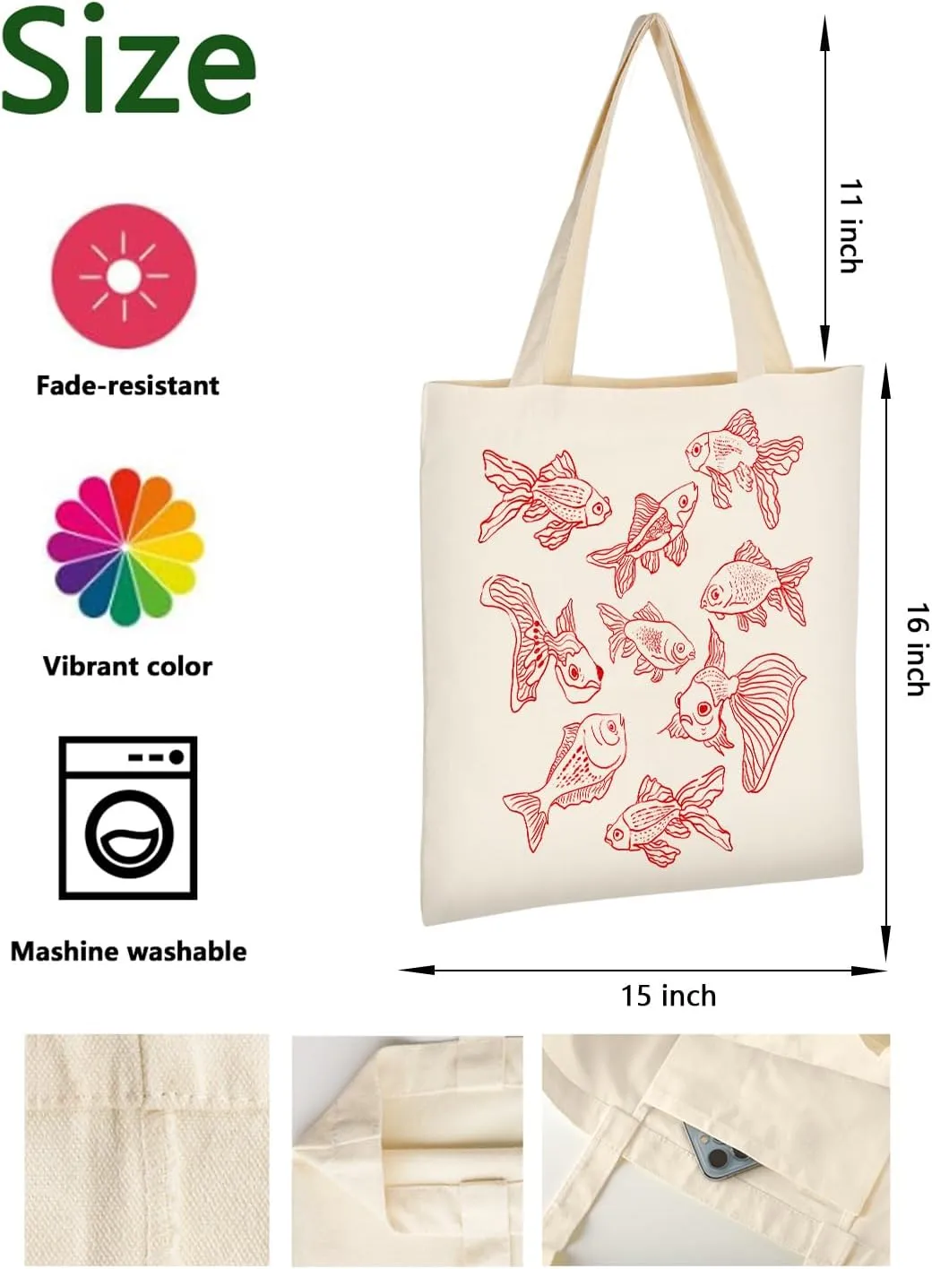 AUSVKAI Canvas Tote Bag Aesthetic for Women, Cute Reusable Cloth Cotton Bags for college Shopping Beach Grocery Trendy Gifts