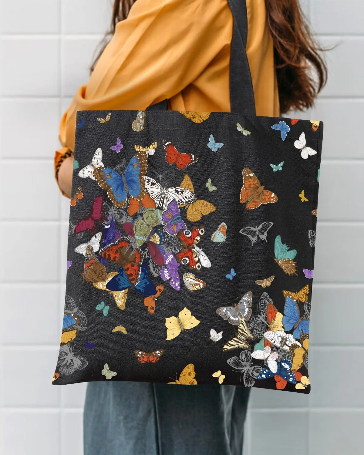 AUSVKAI Canvas Tote Bag Aesthetic for Women, Cute Reusable Cloth Cotton Bags for College Shopping Beach Grocery Trendy Gifts