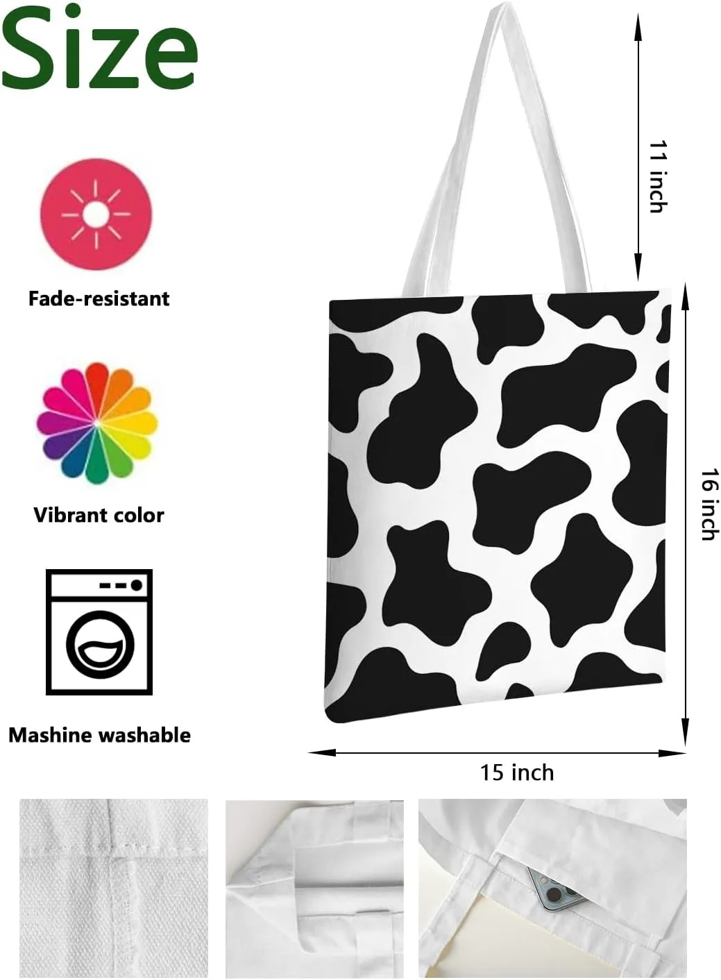 AUSVKAI Canvas Tote Bag Aesthetic for Women, Cute Reusable Cloth Cotton Bags for College Shopping Beach Grocery Trendy Gifts