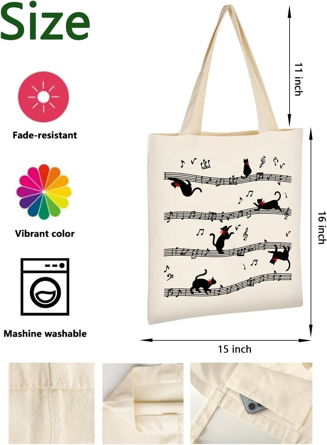 AUSVKAI Canvas Tote Bag Aesthetic for Women, Cute Reusable Cloth Cotton Bags for college Shopping Beach Grocery Trendy Gifts