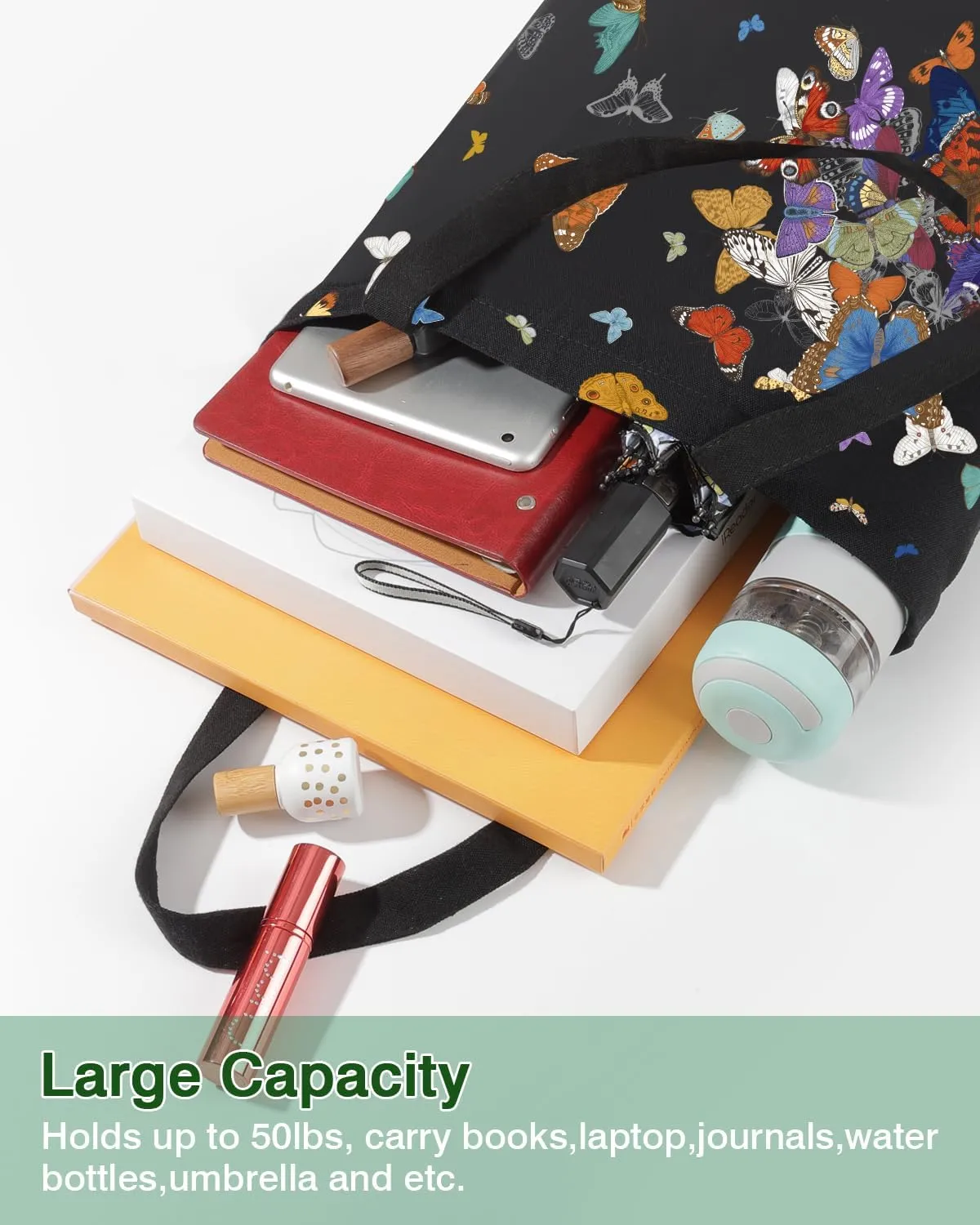 AUSVKAI Canvas Tote Bag Aesthetic for Women, Cute Reusable Cloth Cotton Bags for College Shopping Beach Grocery Trendy Gifts
