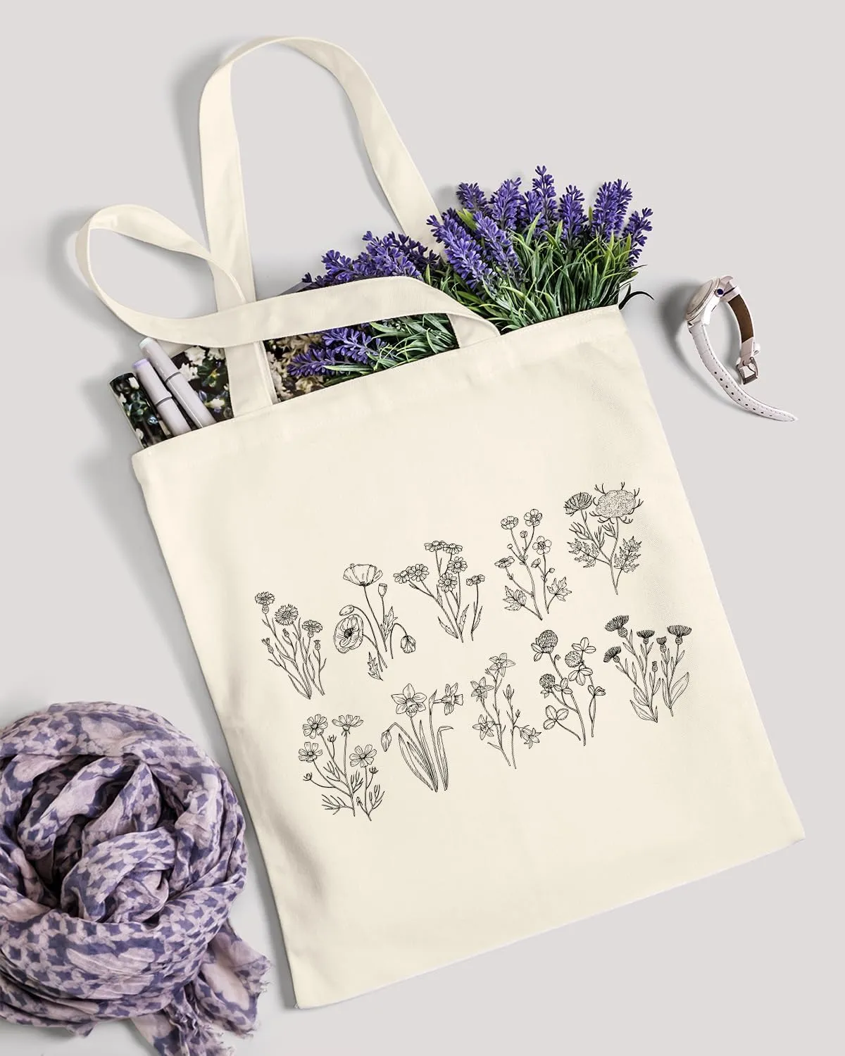 AUSVKAI Canvas Tote Bag Aesthetic for Women, Cute Reusable Cloth Cotton Bags for College Shopping Beach Grocery Trendy Gifts