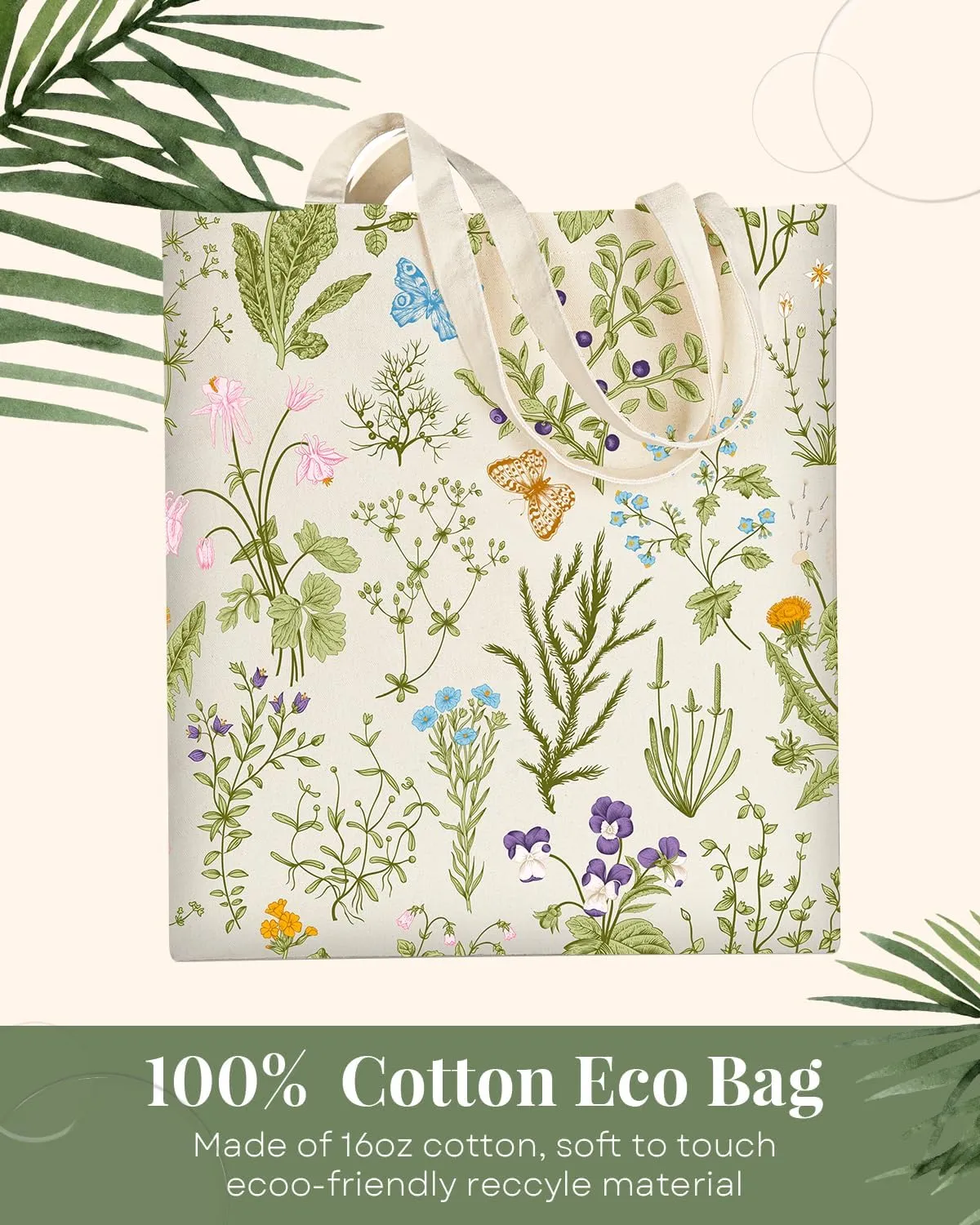 AUSVKAI Canvas Tote Bag Aesthetic for Women, Cute Reusable Cloth Cotton Bags for College Shopping Beach Grocery Trendy Gifts