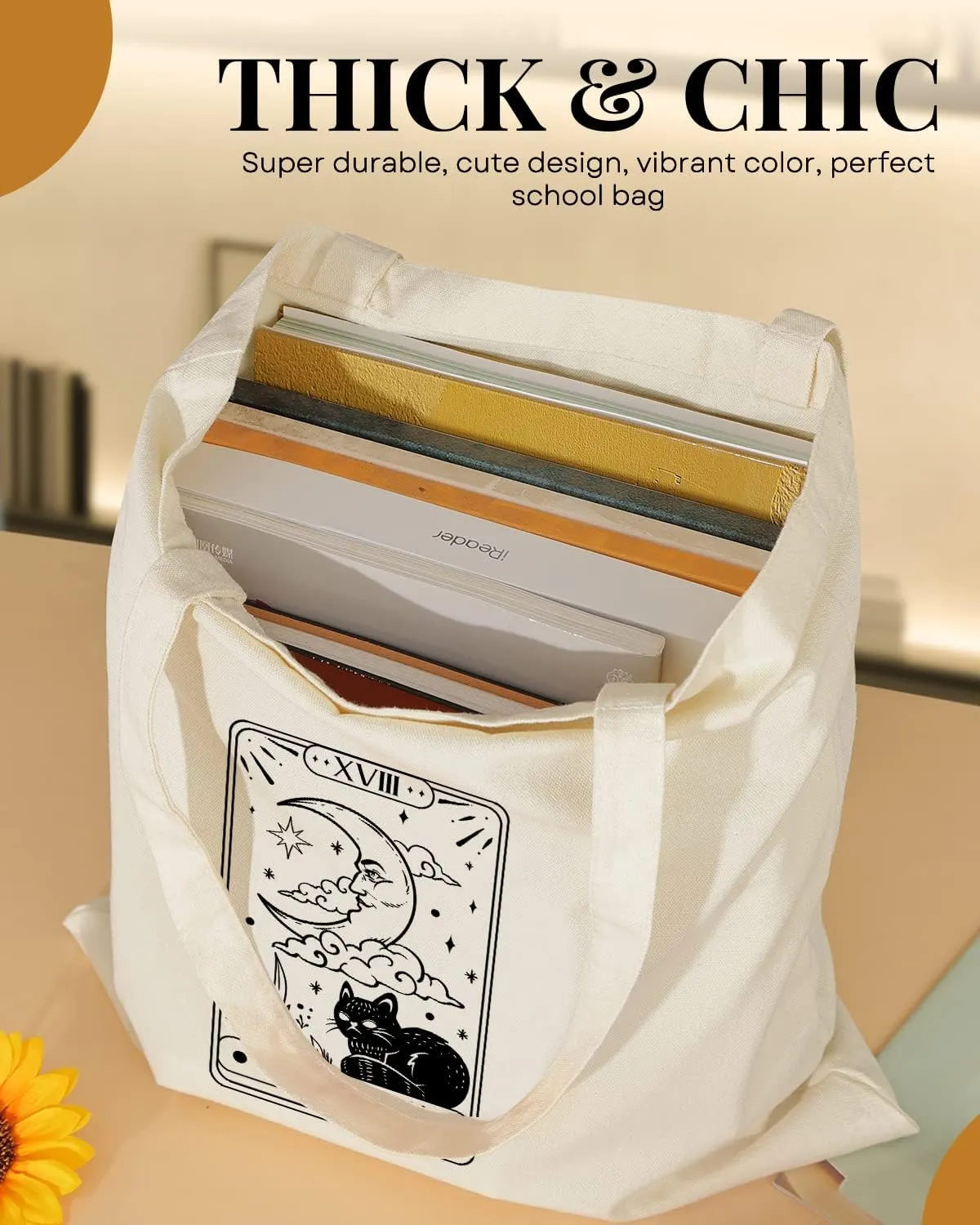 AUSVKAI Canvas Tote Bag Aesthetic for Women, Cute Reusable Cloth Cotton Bags for Shopping Beach Grocery