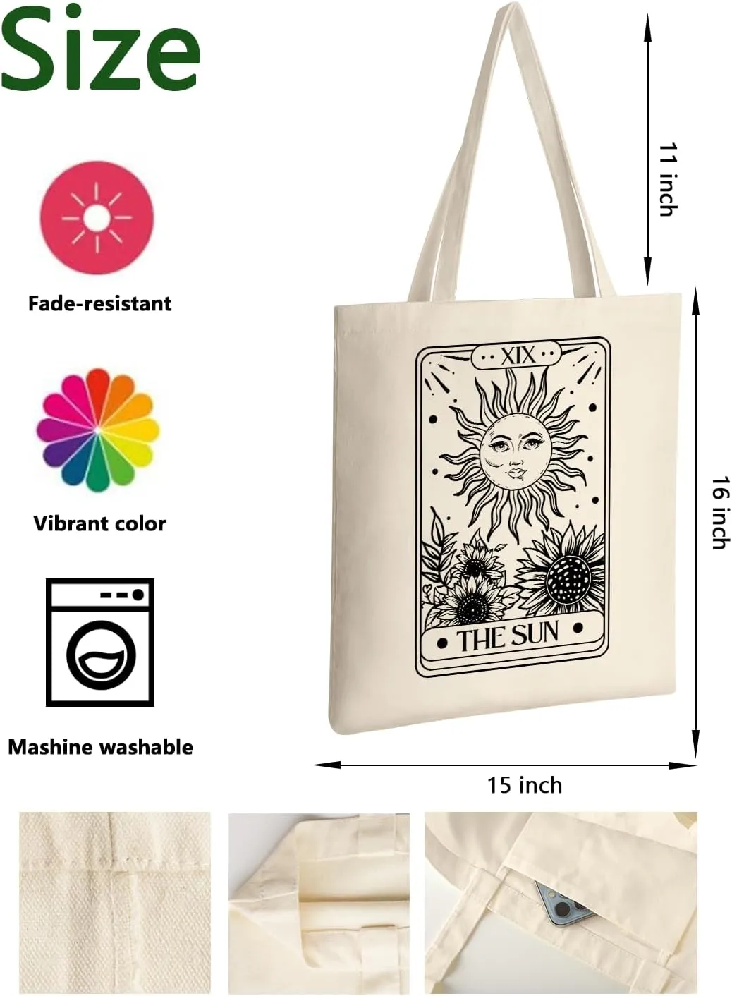 AUSVKAI Canvas Tote Bag Aesthetic for Women, Cute Reusable Cloth Cotton Bags for Shopping Beach Grocery
