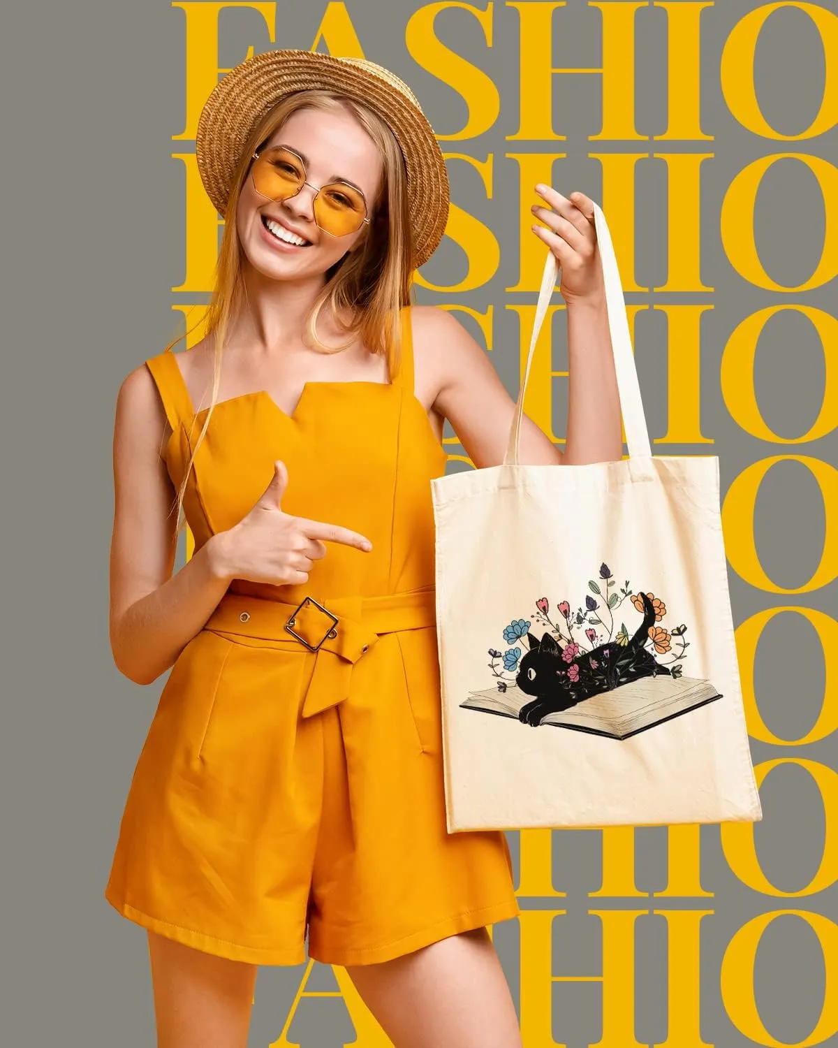 AUSVKAI Canvas Tote Bag Aesthetic for Women, Cute Reusable Cloth Cotton Bags for Shopping Beach Grocery