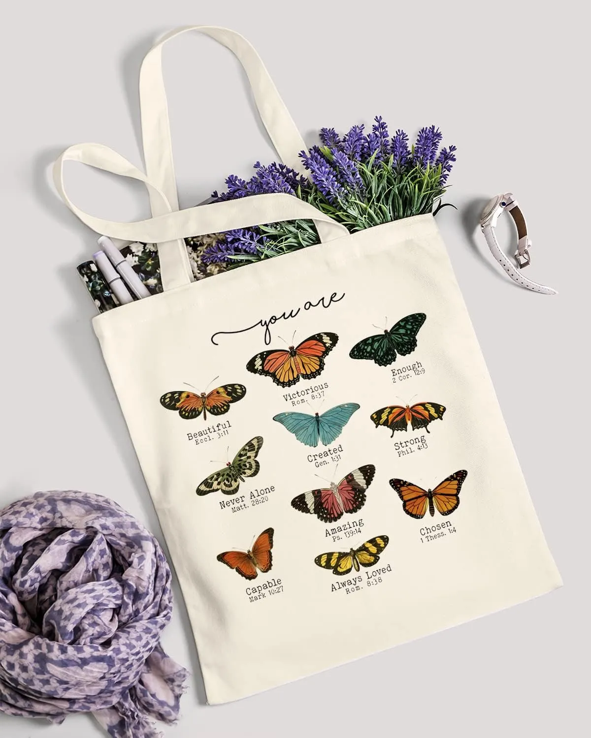 AUSVKAI Canvas Tote Bag Aesthetic for Women, Cute Reusable Cloth Cotton Bags for Shopping Beach Trendy Gifts
