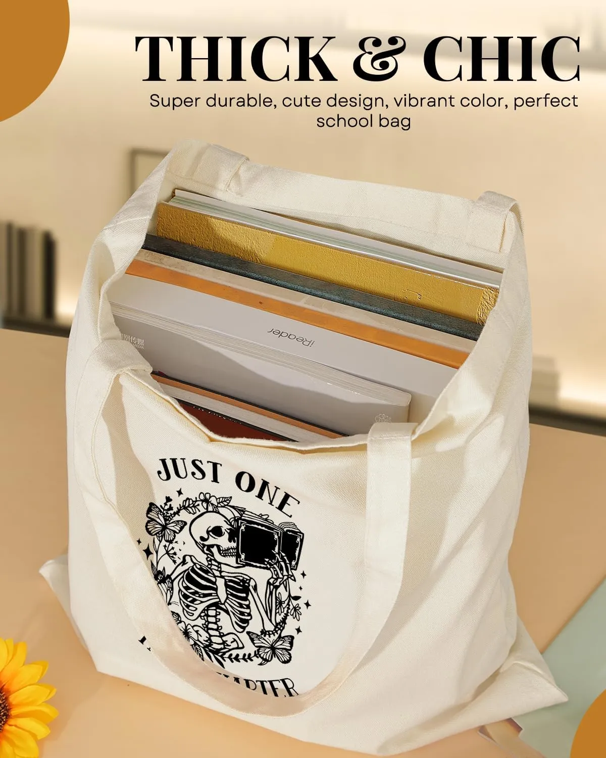 AUSVKAI Canvas Tote Bag for Women, Aesthetic Cute Grocery Grocery Reusable Cotton Gift Bag for Shooping Beach Trendy Gifts