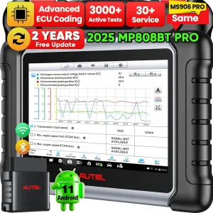 Autel MaxiPRO MP808BT PRO Scanner, 2025 Bidirectional Scan Tool with 2-Year Update, Pro ECU Coding as MS906 PRO MP900BT, 30  Service, 3000  Test, Level-up of MK900BT MK900 MX900 MK808S, FCA SGW, OS 11