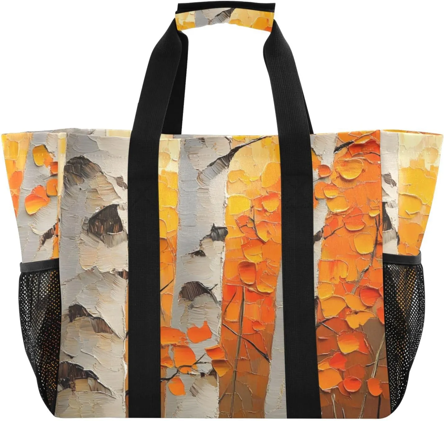 Autumn Leaf White Birch Large Tote Bags for Women Canvas Tote Purse Reusable Grocery Bags Top Handle Handbags for Travel, Work