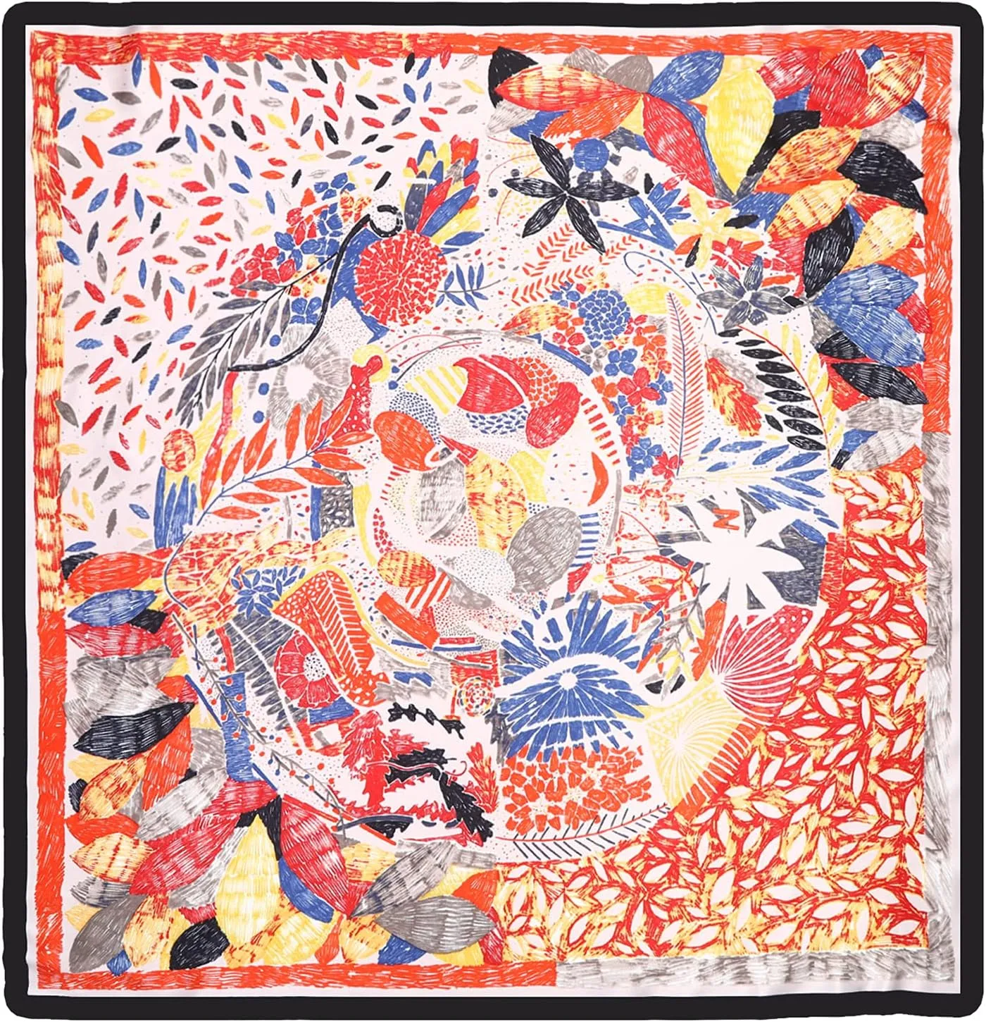 AWAYTR 35” Large Satin Square Head Scarf - 2Pcs Silk Like Floral Head Scarves Square Satin Hair Scarf Bandanas for Women