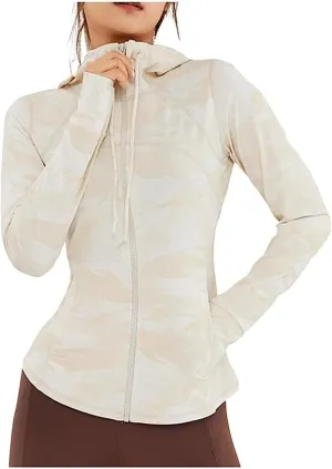 AYGJKIE Women Sun Protection Clothing Uv Protection Running Breathable SPF Jacket Slim Pressure Sun Block (Color : Khaki, Size : Large)