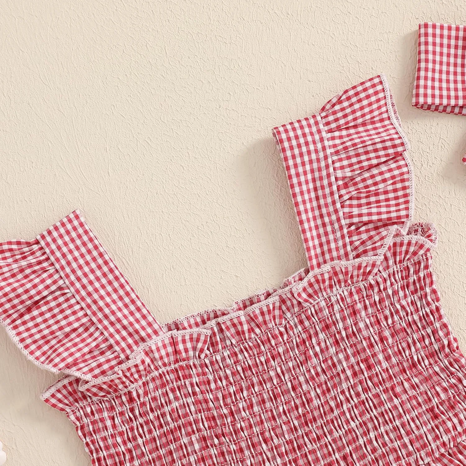 Baby Bodysuit Dress Girl Summer Dress Ruffle Fruit Clothes Shirred Smocked Infant Rompers Plaid Boho Dress Outfits