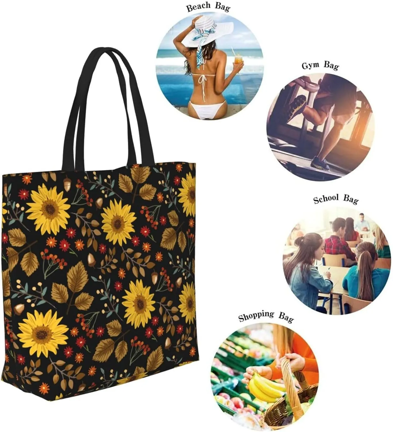Baby Chicks Reusable Grocery bags Big Capacity Shopping Bag Canvas Shoulder Tote Handbag for Women Girls