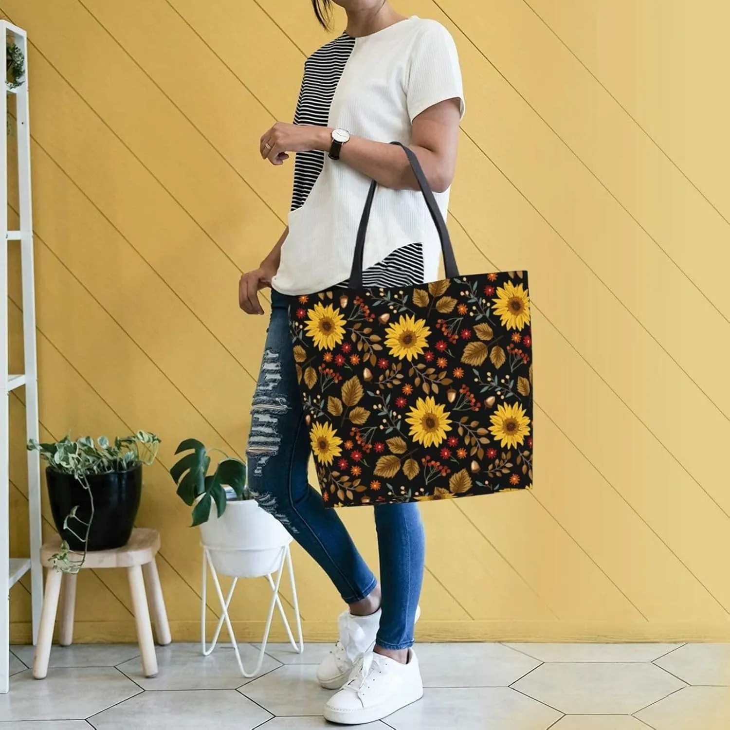 Baby Chicks Reusable Grocery bags Big Capacity Shopping Bag Canvas Shoulder Tote Handbag for Women Girls