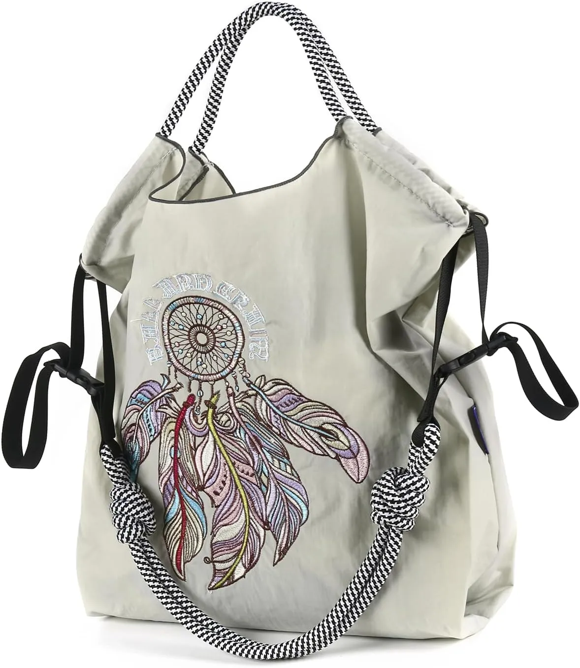 Ball&Chain Embroidery Initial Nylon Tote Bag,Personalized Present Suitable for Travel,Beach,is a Great Gift Women, Mom