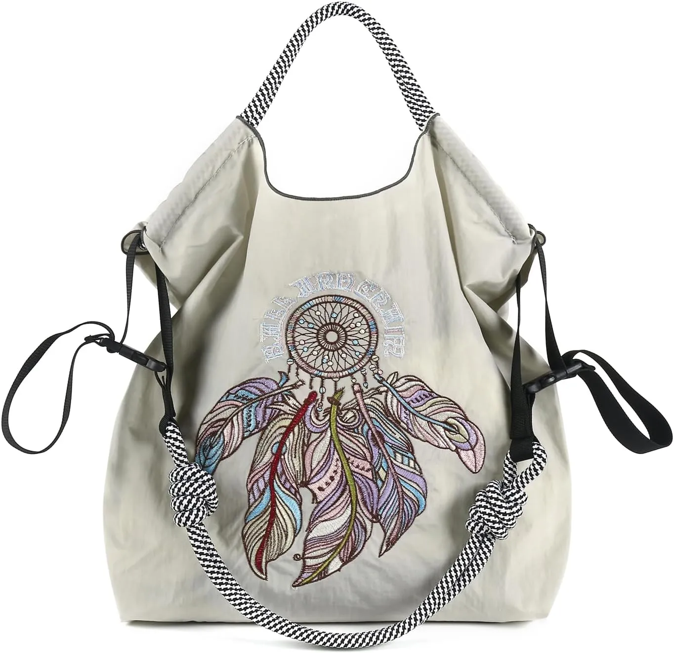 Ball&Chain Embroidery Initial Nylon Tote Bag,Personalized Present Suitable for Travel,Beach,is a Great Gift Women, Mom