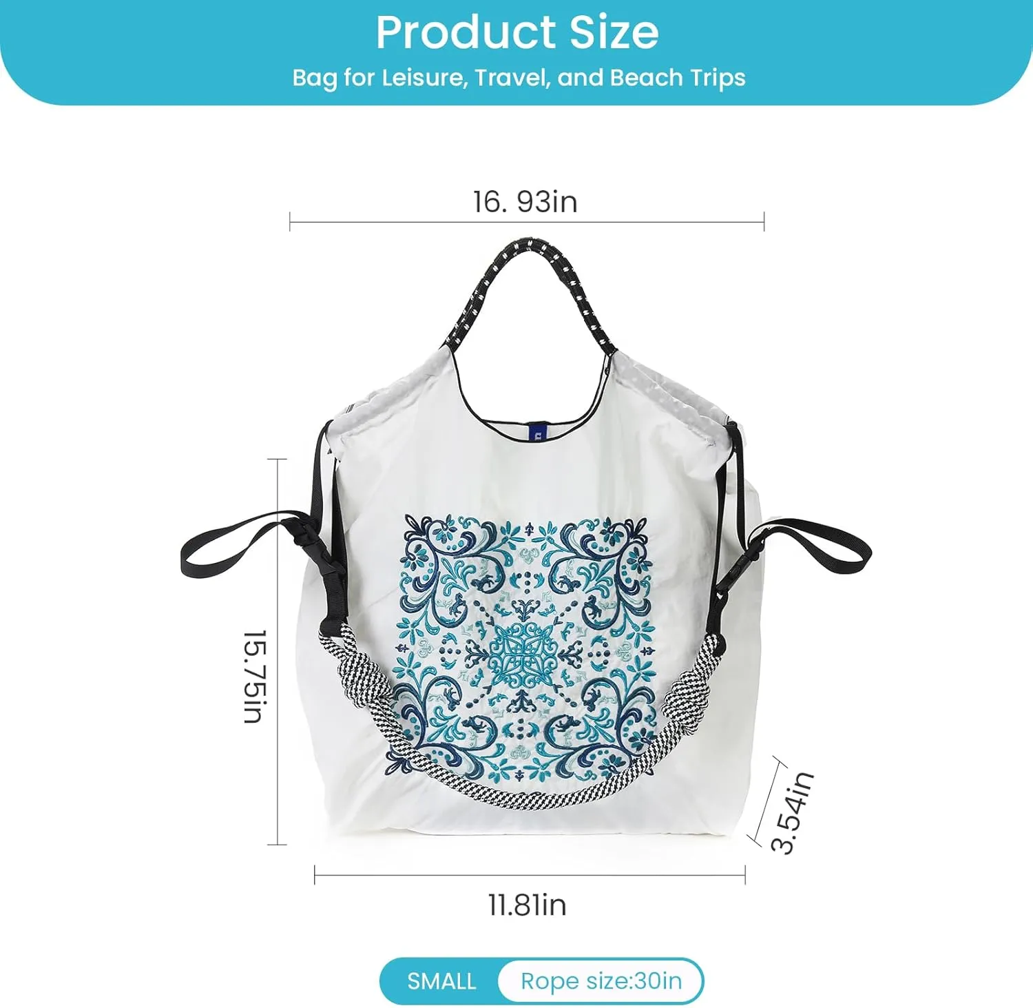 Ball&Chain Embroidery Tote Bag Women Work Bags Crossbody Bag Purse for Women Travel Bags Handbags Everyday Bag