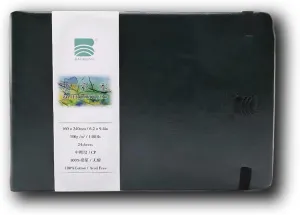 BAOHONG Academy' Watercolor Journal, PU Leather Cover, 24 Sheets Sized 6.2" x 9.4", Cold Press Academy Grade Watercolor Paper, 100% Cotton 140 lb (300 GSM), Travel Art Journal