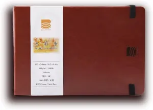 BAOHONG Watercolor Journal, PU Leather Cover, 24 Sheets Sized 6.2" x 9.4", Hot Press Academy Grade BAOHONG Watercolor Paper, 100% Cotton 140 lb (300 GSM), Travel Sketch Book