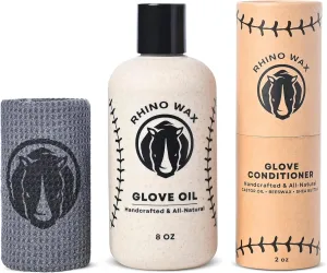 Baseball Gloves Maintenance Starter Kit - Includes: Base Ball Glove Oil (8 oz)   Mitt Conditioner (2 oz)   Microfiber Cloth - Condition, Preserve, Protect Your Mitts - Proudly Made in USA