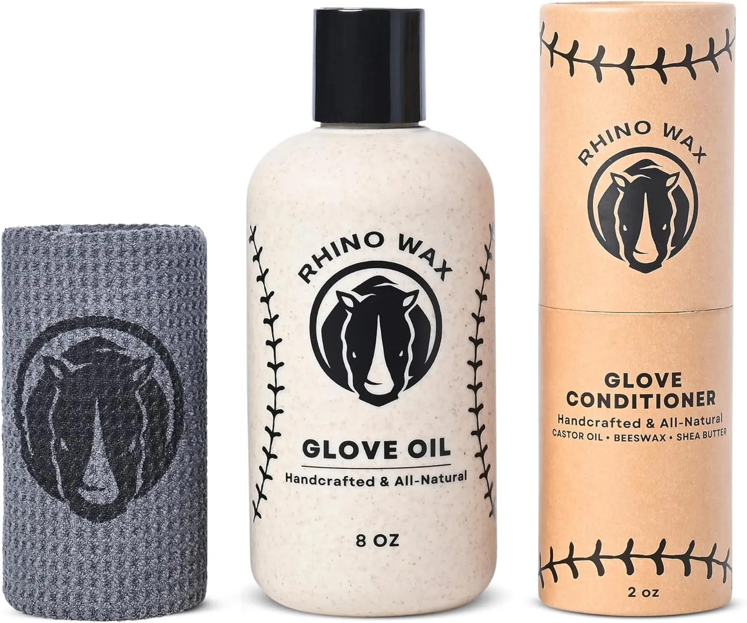 Baseball Gloves Maintenance Starter Kit - Includes: Base Ball Glove Oil (8 oz)   Mitt Conditioner (2 oz)   Microfiber Cloth - Condition, Preserve, Protect Your Mitts - Proudly Made in USA