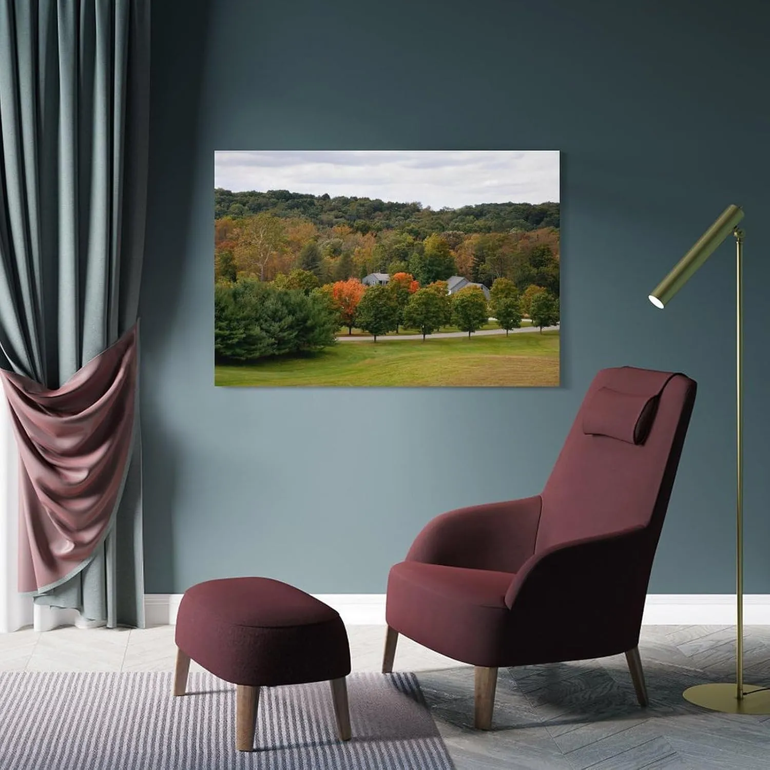 Beautiful Golden Autumn at Storm King Park, Catskill Mountains & Hudson Valley New York Canvas Print Canvas Wall Art Print Poster For Home School Office Decor Frame-style 16x24inch(40x60cm)