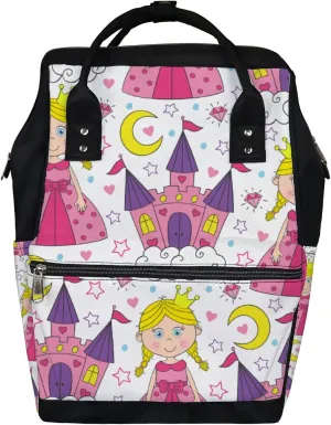 Beautiful Princess Castle Diaper Bag Backpack Waterproof Backpack Baby Nappy Changing Bag for Travel Large Capacity Durable and Stylish for Woman