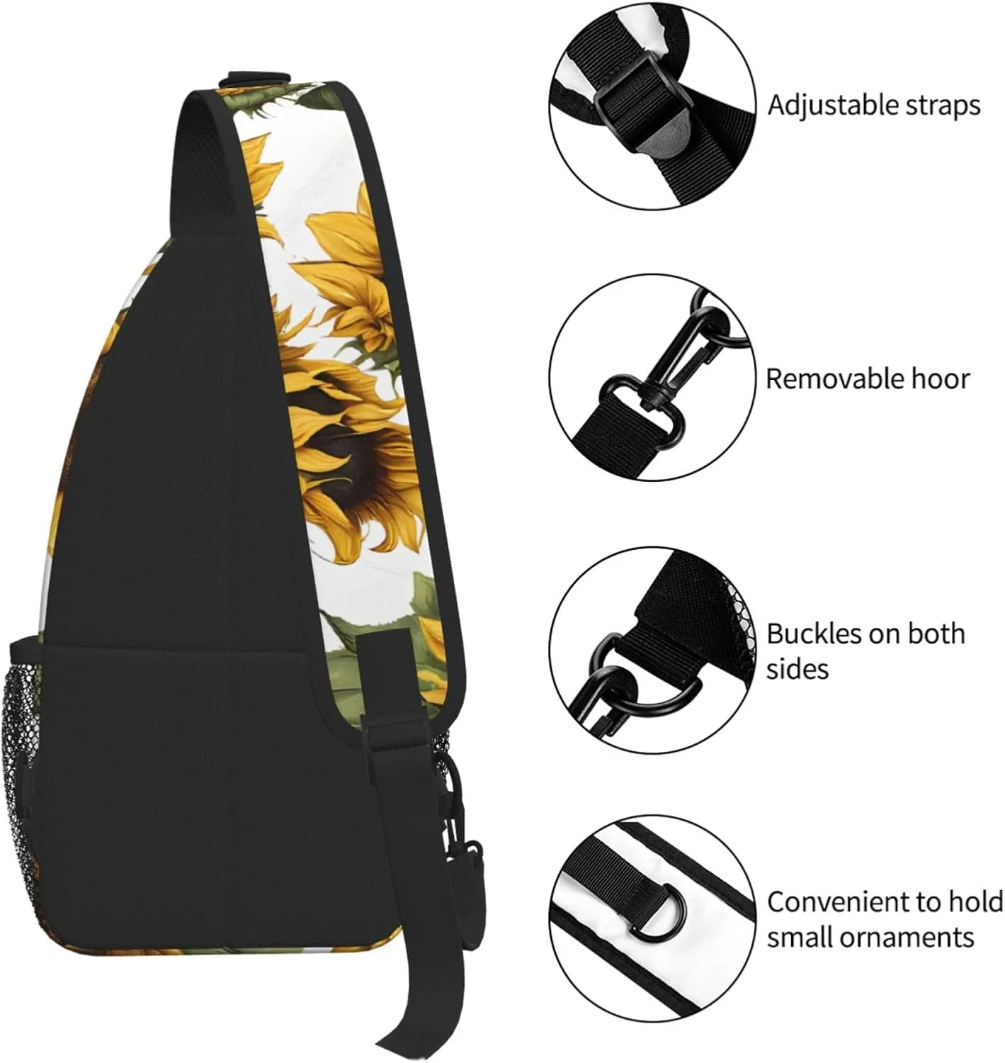 Beautiful Yellow Sunflower Print Cross Chest Bag Diagonally For Short-Distance Travel And Daily Use