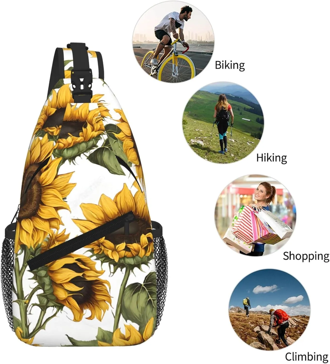 Beautiful Yellow Sunflower Print Cross Chest Bag Diagonally For Short-Distance Travel And Daily Use