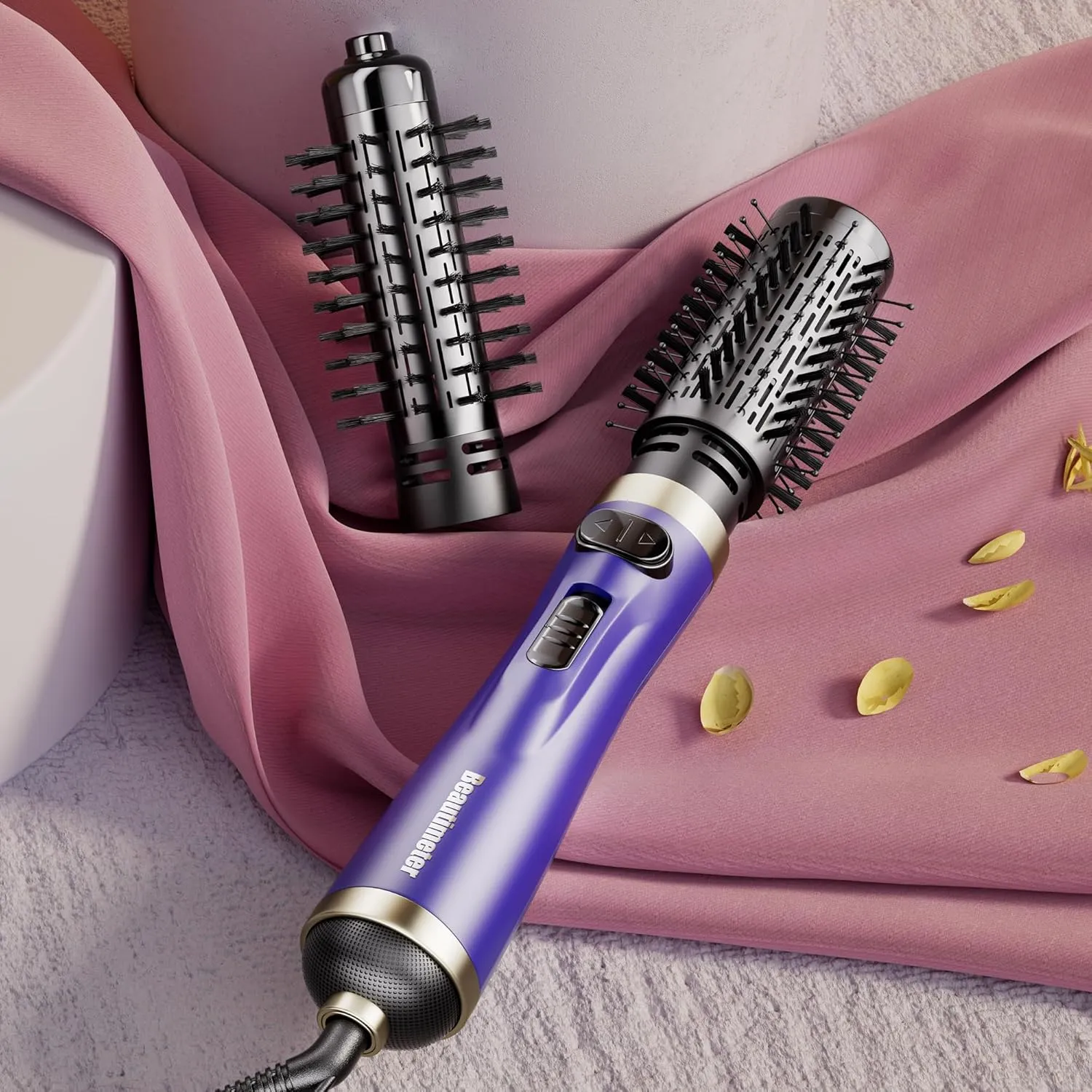 Beautimeter Hair Dryer Brush, Rotating Blow Dryer Brush with 2-Inch and 1.5-Inch Brushes, 3 in 1 Hot Air Styler and Rotating Brush, Hair Dryer Brush Blow Dryer Brush in One (Purple)