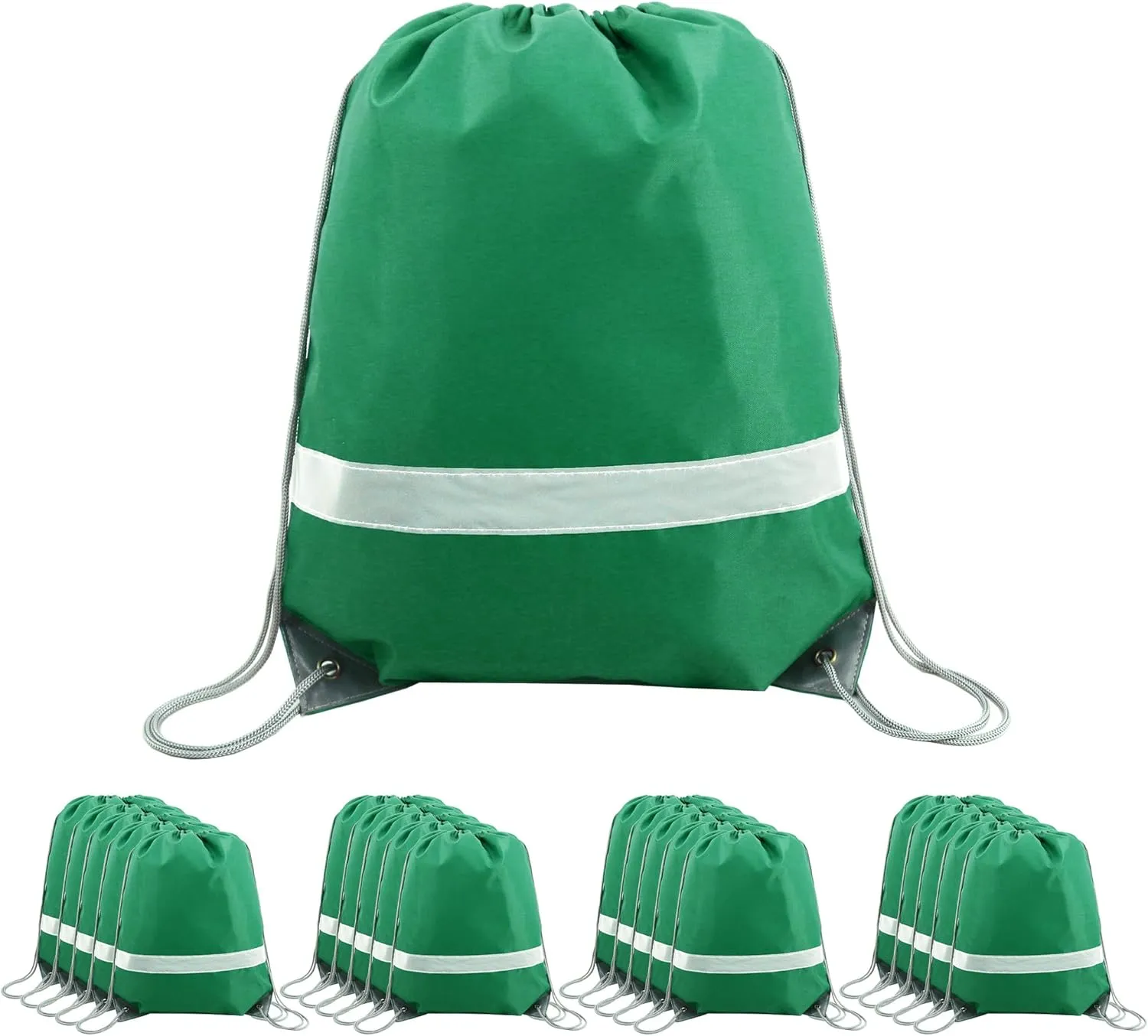 BeeGreen Drawstring Backpack Bags 20,30,50 Packs Reflective String Bags for Gym Sport Trip Cinch Sack DIY for Women Men