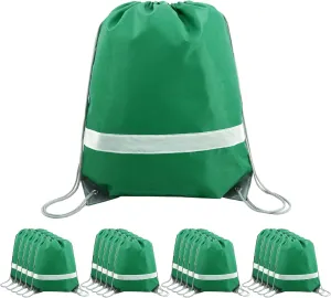 BeeGreen Drawstring Backpack Bags 20,30,50 Packs Reflective String Bags for Gym Sport Trip Cinch Sack DIY for Women Men