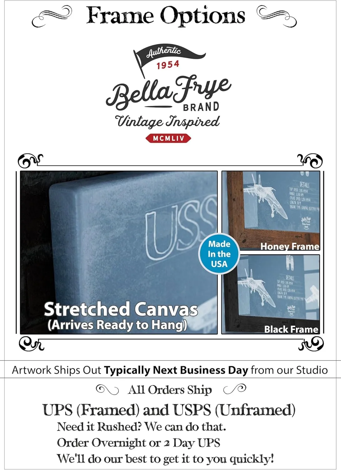 Bella Frye Dassault Falcon 20 Aircraft Blueprint Wall Art - Original Airplane Print 14" x 11" / Stretched Canvas Wrap