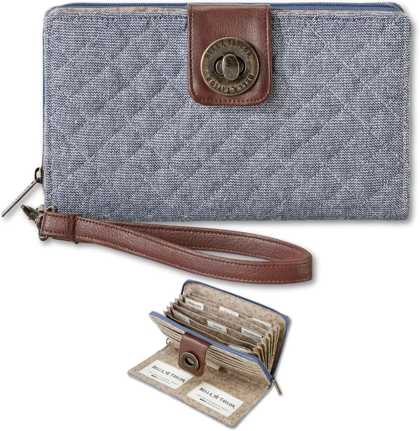 Bella Taylor Cash System Wallet for Envelope Budgeting - RFID Protected - Cash Stuffing Wallet with Detachable Wristlet