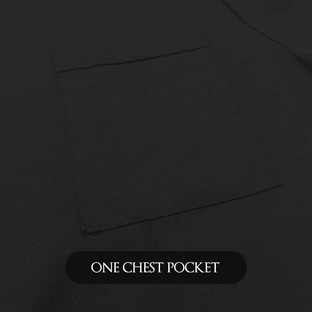 Betty Dain Classic Barber Jacket, Barber Design, Band Collar, Shoulder Snaps, Single Chest Pocket, Concealed Side Zipper Closure, Soft Cotton/Polyester Blend, Machine Washable, Black, 2XL