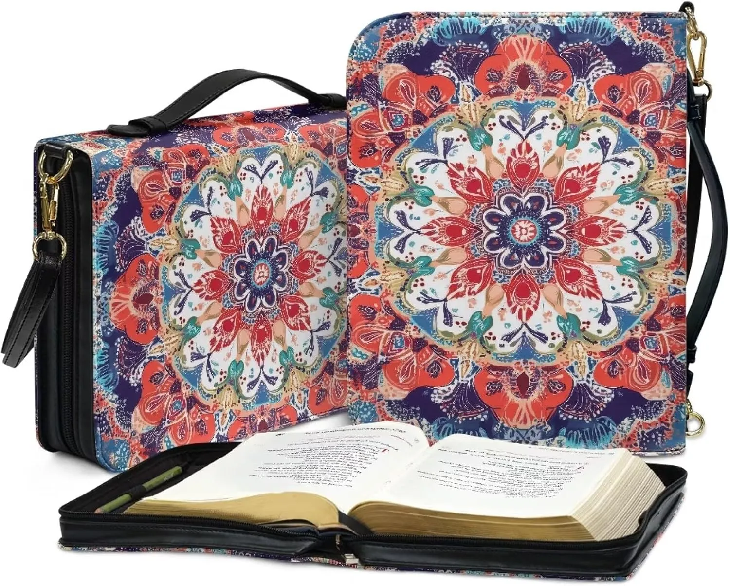 Bible Cover Case for Women with Detachable Strap,PU Leather Bible Cover for Girl Church Book Cover Custom