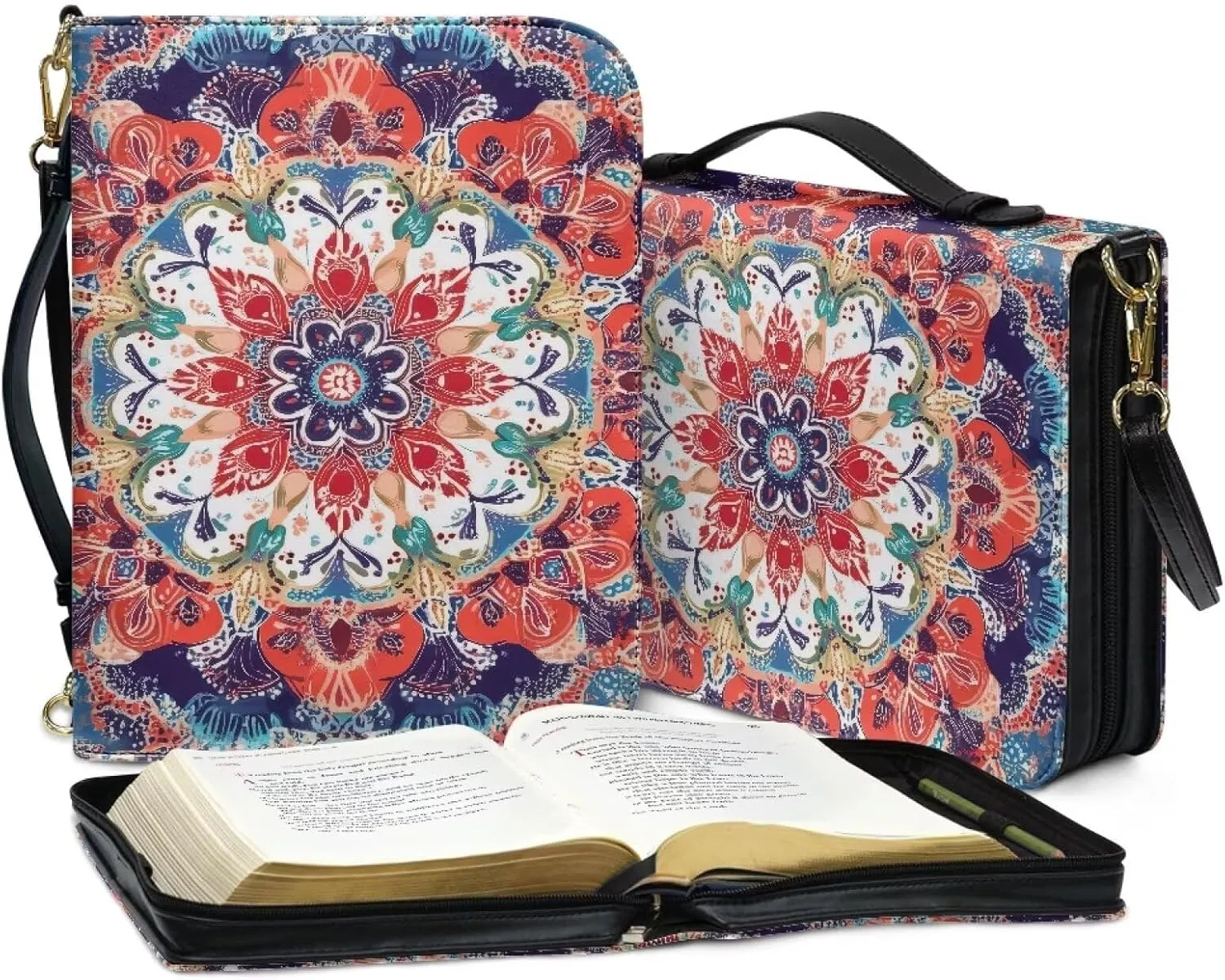 Bible Cover Case for Women with Detachable Strap,PU Leather Bible Cover for Girl Church Book Cover Custom