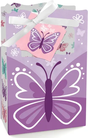 Big Dot of Happiness Beautiful Butterfly - Floral Baby Shower or Birthday Favor Boxes - Set of 12
