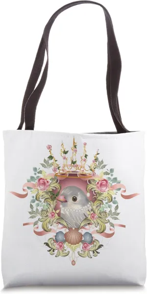 Bird with branch in beak in ornamental frame Tote Bag