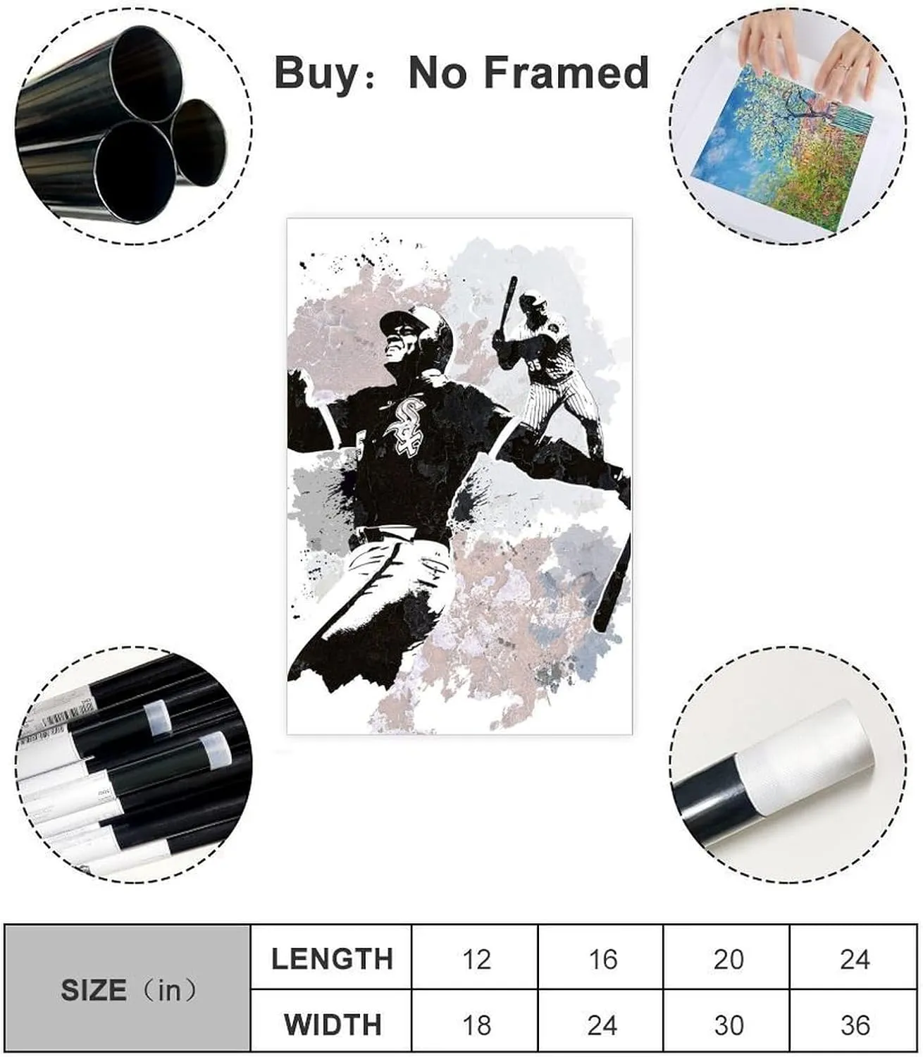 BIVVI Frank Thomas Canvas Poster Wall Art Decor Print Picture Paintings for Living Room Bedroom Decoration Unframe: 12x18inch(30x45cm)