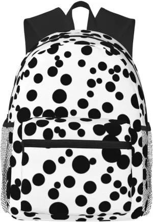 Black & White Big Dot Backpack Large Sports Bag, Best for Basketball, Soccer, Volleyball, Swim, Gym, Travel