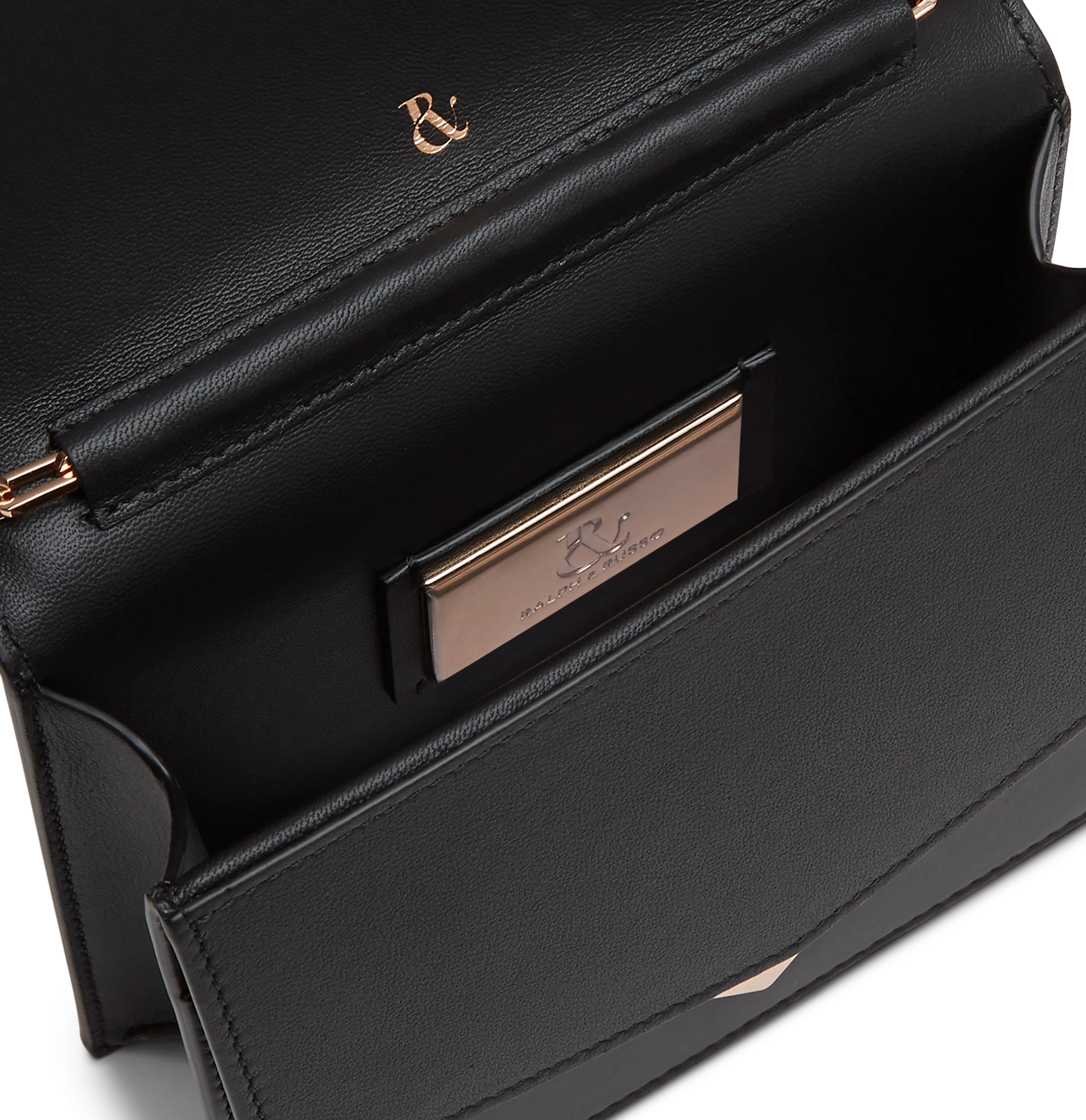 Black Calf Leather with Rose Gold Feather