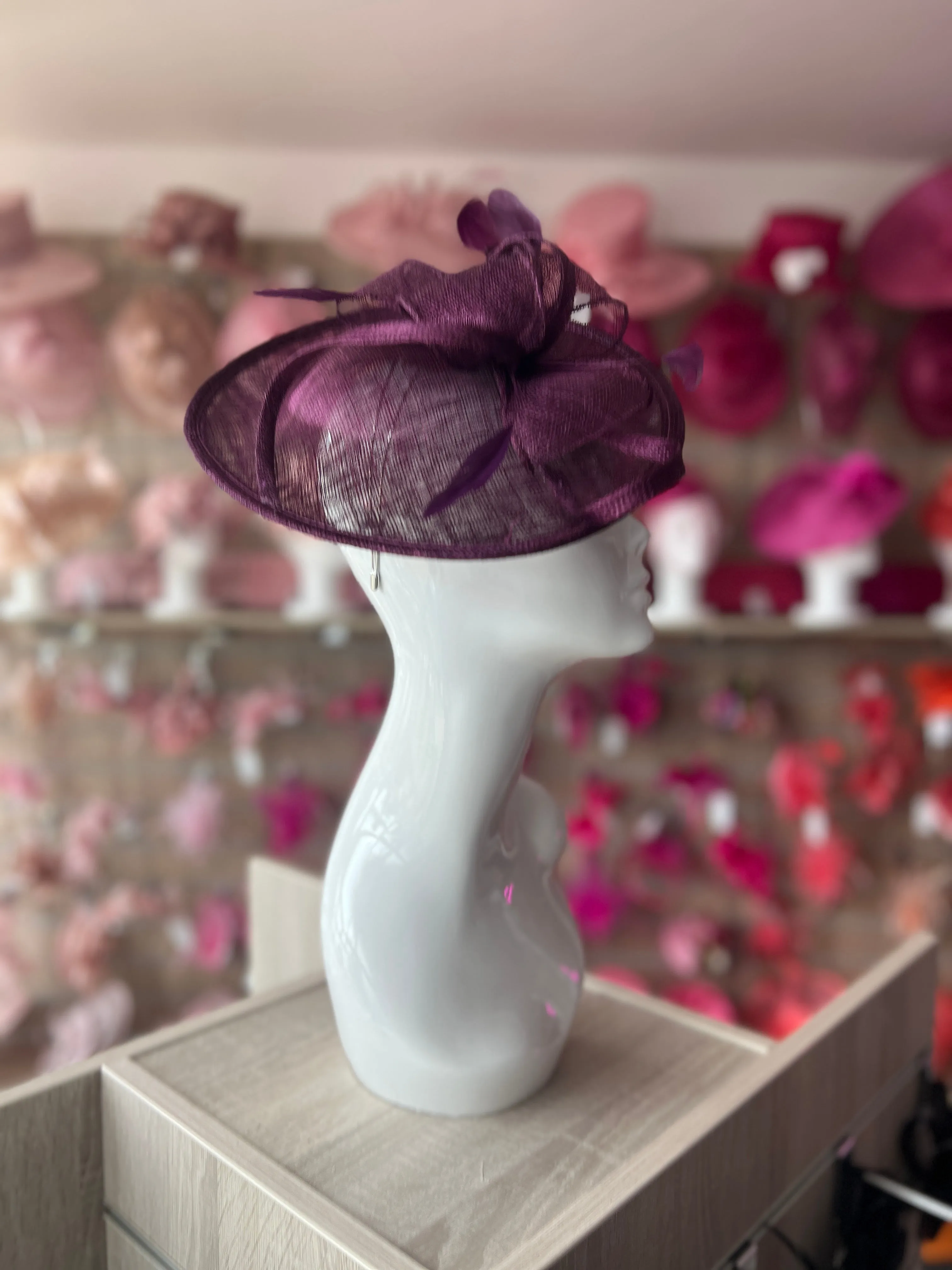Blackcurrant Teardrop Disc Fascinator