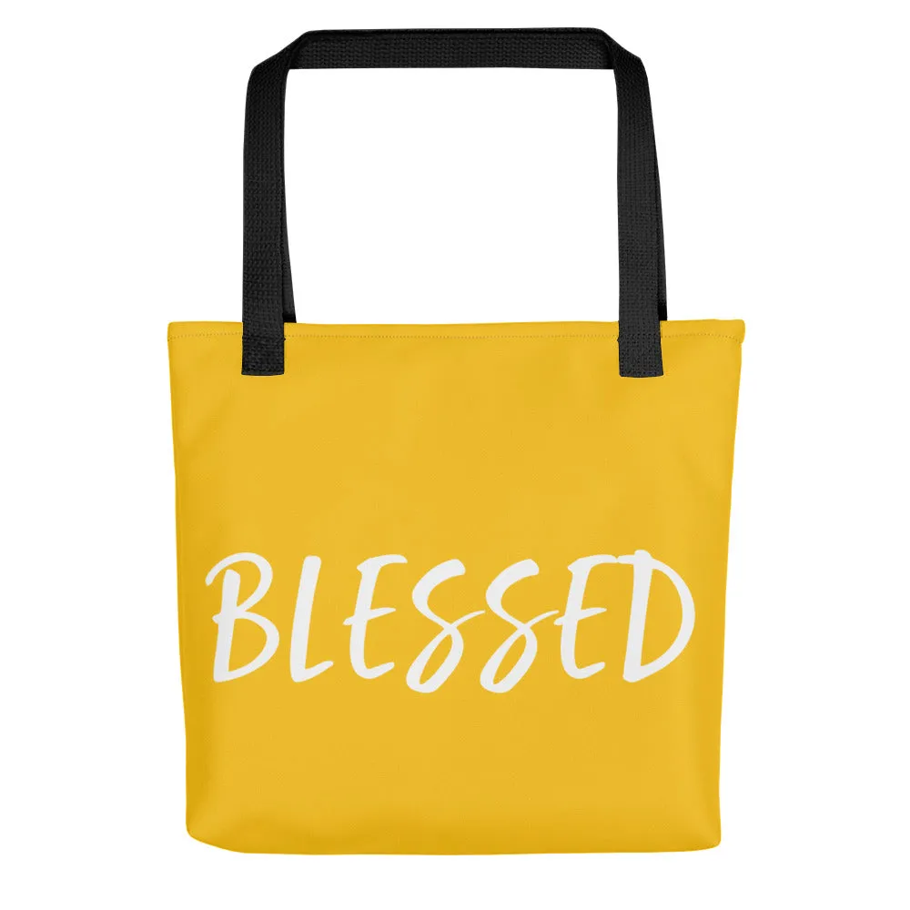 BLESSED BY XCLUSIF POETIX YELLOW & WHITE Tote bag