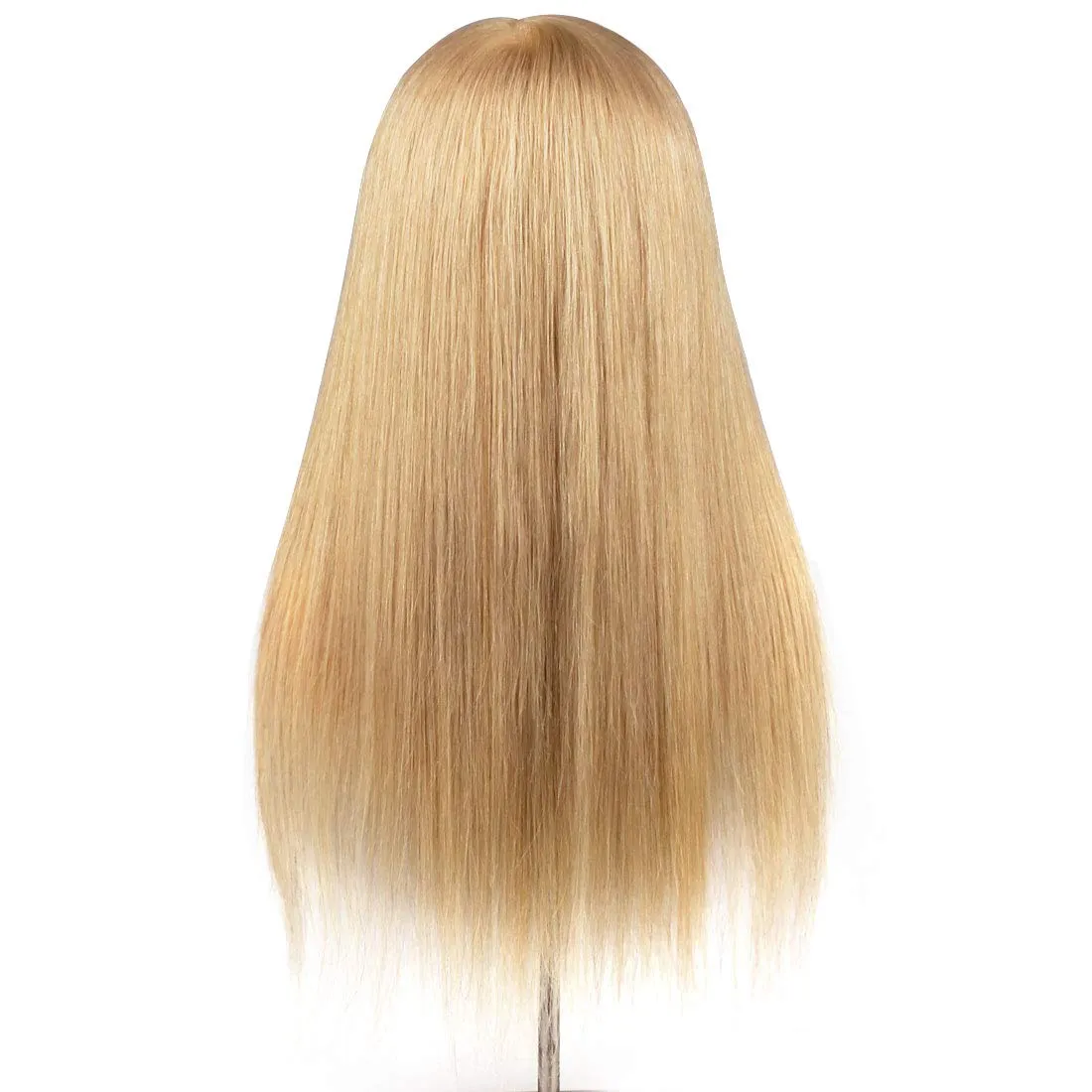 Blonde Mannequin Head with Shoulder 100% Real Human Hair Hairdresser Training Head Manikin Cosmetology Doll Head Hair Styling Competition Supplier (16-18 inch, Blonde#)