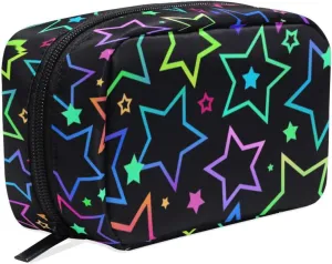Bolaz Women's Cosmetic Bag-Bright Neon Stars，Makeup Bag for Travel Cosmetic Pouch Brush Bag