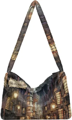 Boo Specter in Black and White Plush Bag, Plush Tote Bag Women, Womens Outdoor Bag