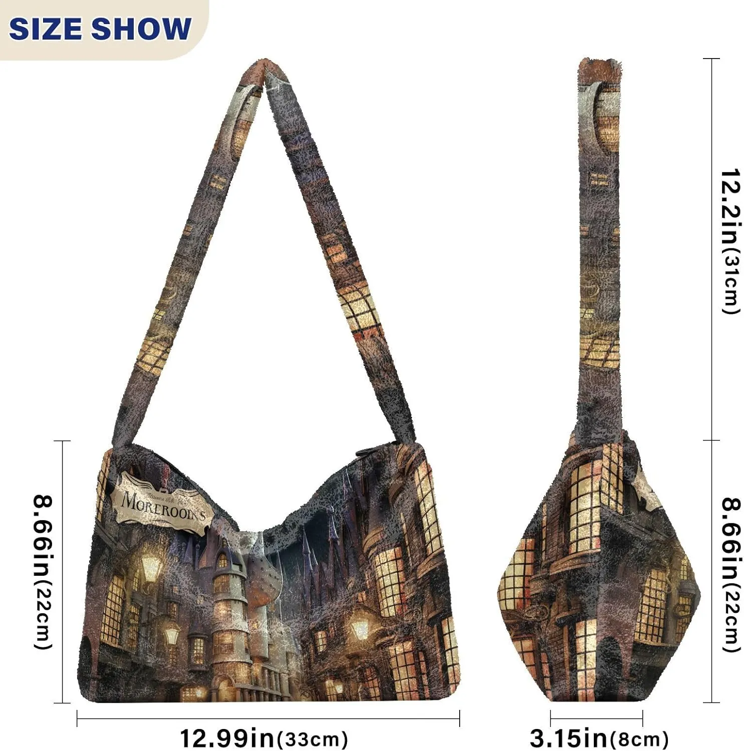 Boo Specter in Black and White Plush Bag, Plush Tote Bag Women, Womens Outdoor Bag
