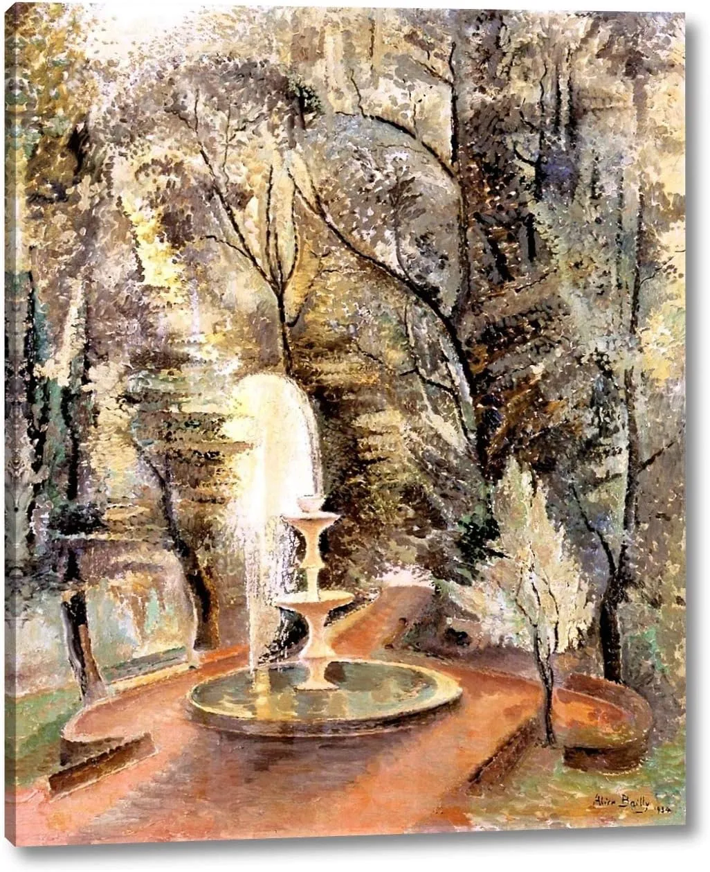 Borghese Gardens No.1, Water Fountain by Alice Bailly - 13" x 16" Gallery Wrap Canvas Art Print - Ready to Hang